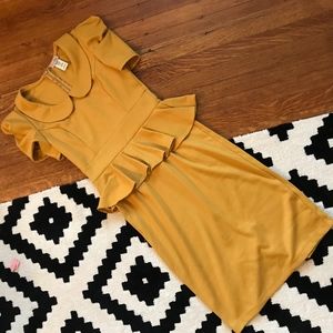 Mustard-yellow peplum dress - size M SO FLATTERING